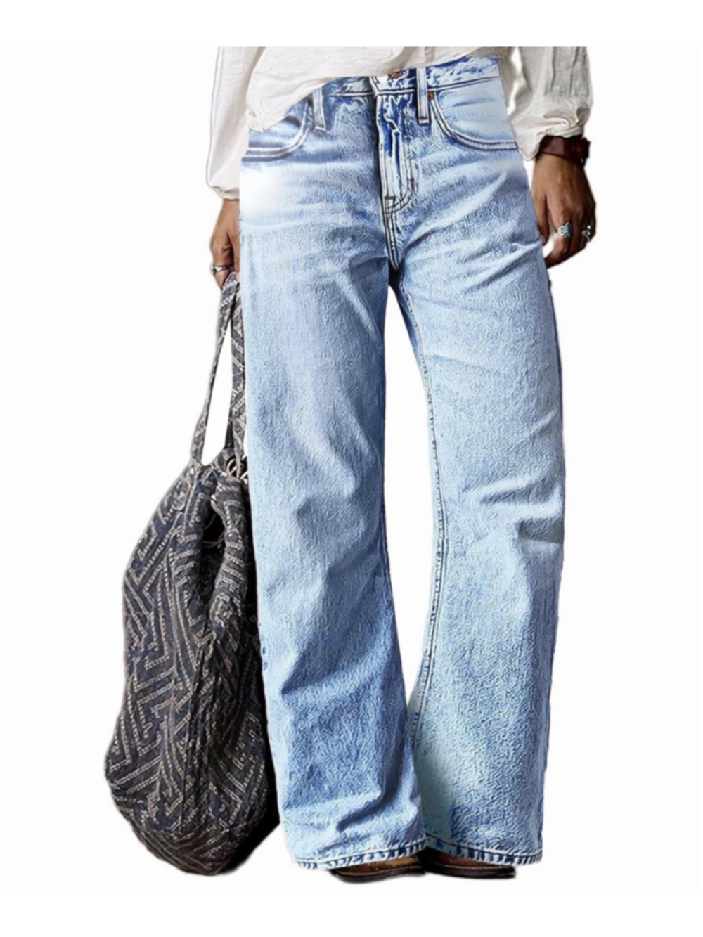 Flamingals Women’s Mid Waist Wash Straight Leg Jeans S